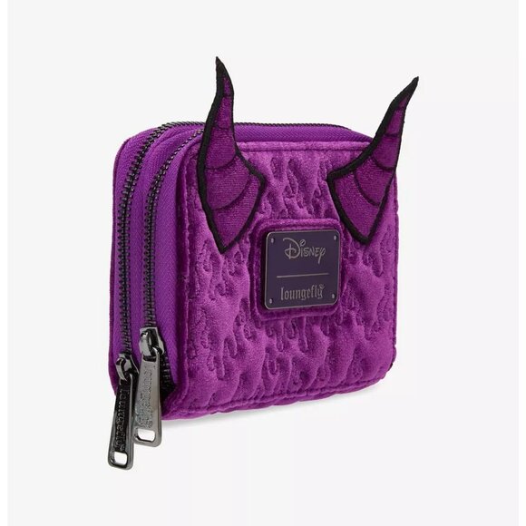 Loungefly Disney Maleficent Wallet Sleeping Beauty Villain Velvet Zip Around New - Picture 2 of 4